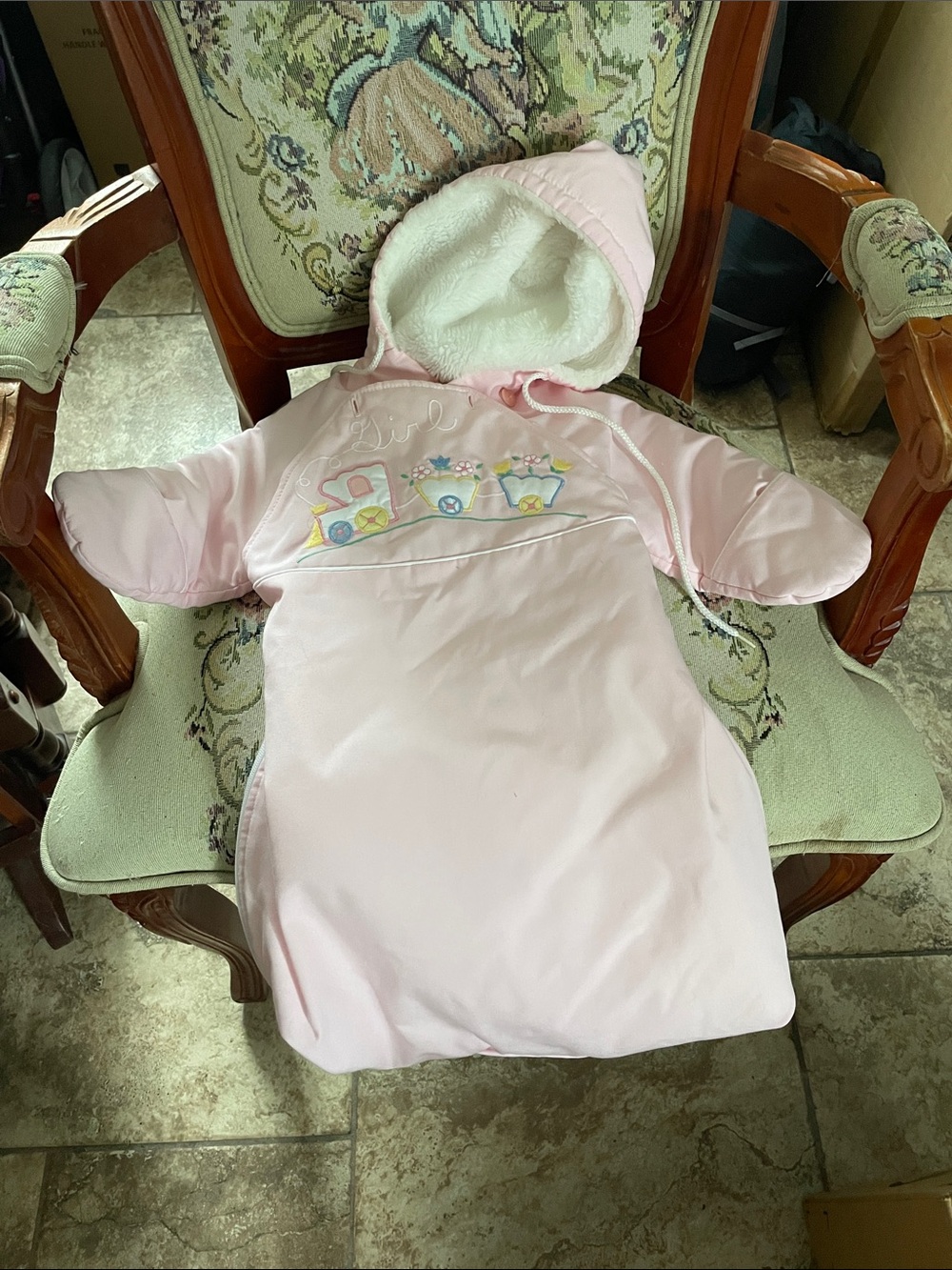 Vintage Pink Bunting style coat for newborn to 6 months in excellent condition.